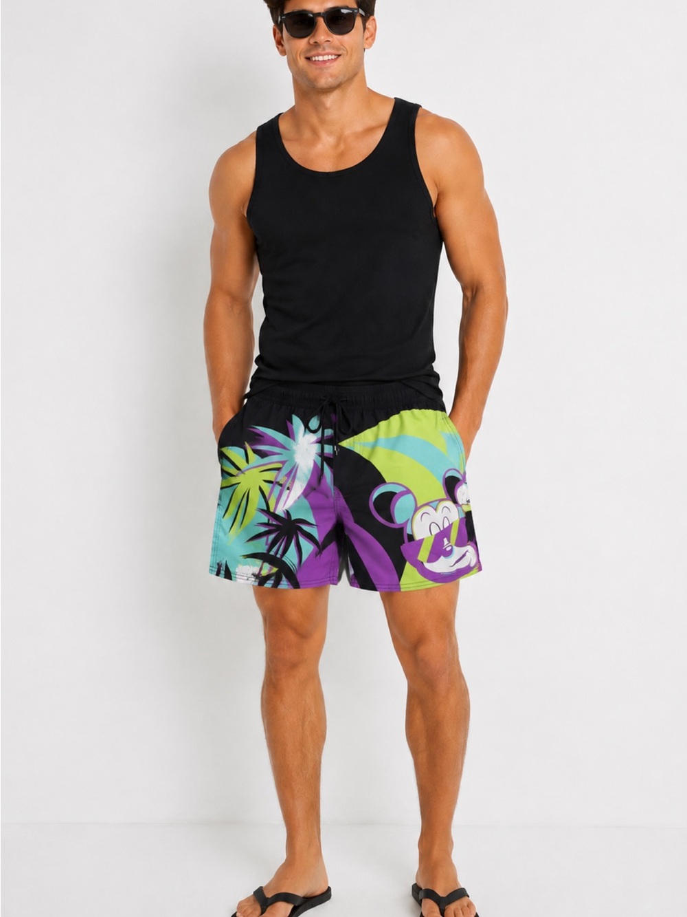 Disney x Neff Mickey Mouse Board Shorts Men’s M NWT 19” Tropical Swim Trunks